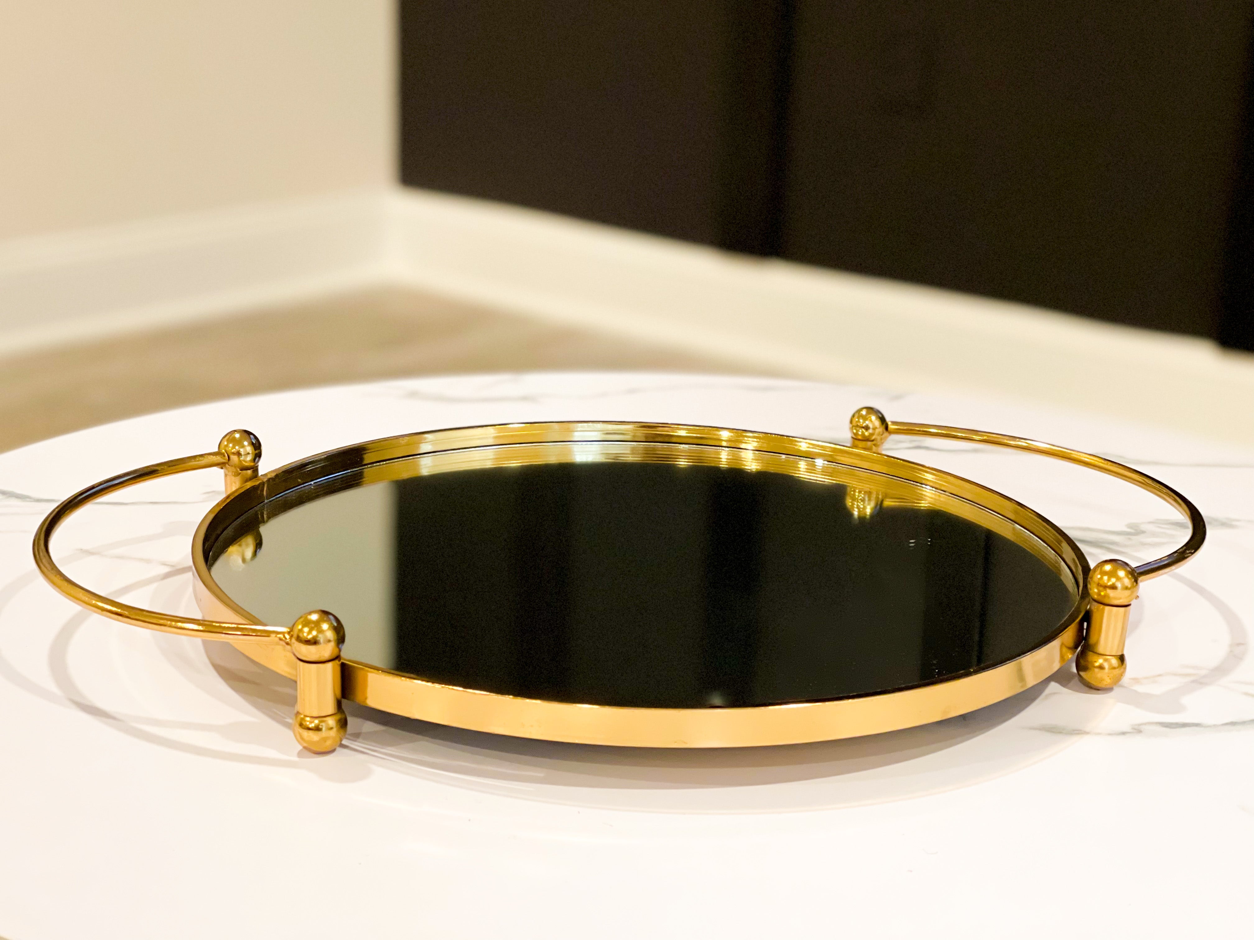 Brass tray with handles – tori decor