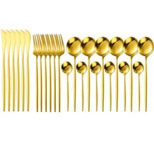 Load image into Gallery viewer, 24 piece Gold silverware Set

