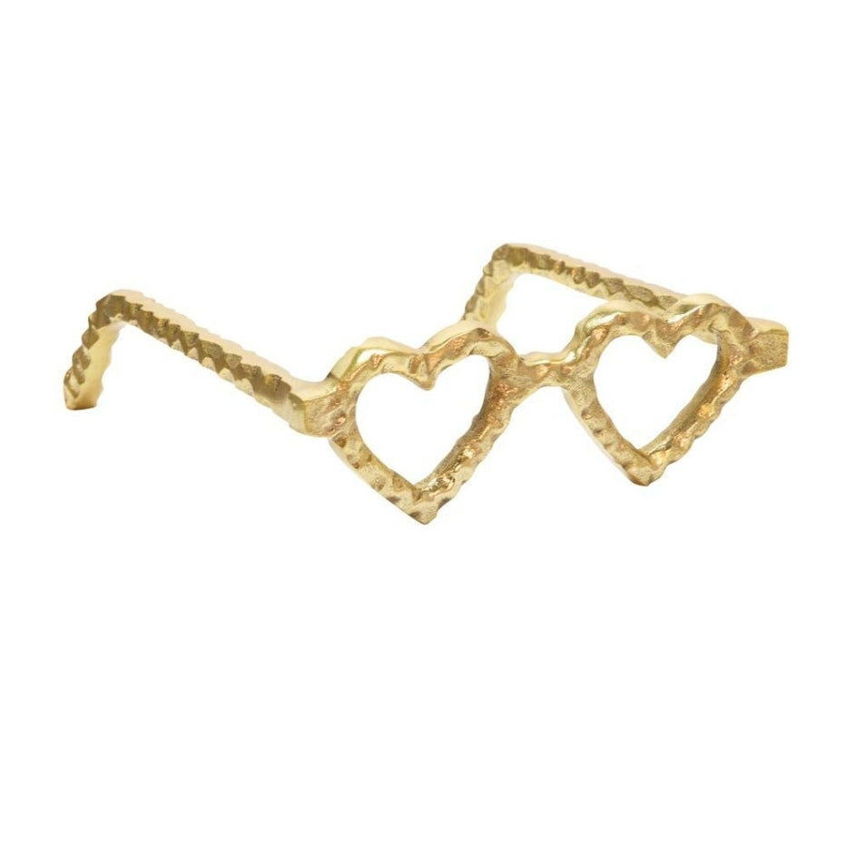 Metal Heart Shaped Glasses in Gold - Sagebrook Home 